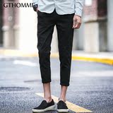 gthomme2016夏季新款男士九分休闲裤青年韩版修身小脚显瘦裤子男