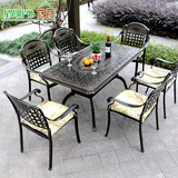 户外桌椅套装 庭院铸铝桌椅6人位长方桌组合花园室外休闲阳台桌椅