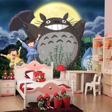 大型壁画 儿童房卡通卧室背景墙壁纸 个性定制无缝墙纸 动漫龙猫