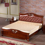 实木床 欧式双人床 木平板床婚床 1.5米1.8米大床 酒店现代中式床