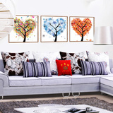 现代简约客厅装饰画幸福树沙发背景墙挂画三联组合有框画玄关壁画
