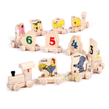 积木拼装益智儿童数字火车1-3-6岁宝宝早教创意木制小孩玩具特价