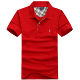 夏季新款男女装珠地网眼短袖t恤纯色纯棉半袖体恤衫工作服大红色