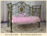 欧式铁艺沙发床坐卧两用单人床 高档复古抽拉式床婚纱拍摄情侣椅
