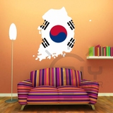 卧室客厅办公室教室DIY韩国国旗地图背景防水不干胶贴画墙贴纸贴