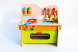 木制过家家切切儿童做饭小厨房 煤气灶玩具 角色扮演仿真厨房套装
