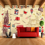 大型壁画 背景墙 影视墙 沙发背景个性ktv 咖啡厅 手绘 英伦风