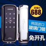 韩国原装进口Unicor免开孔双门办公室玻璃门锁密码电子刷卡门禁锁