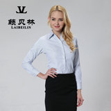 2016女士衬衫长袖竖纹OL通勤棉修身商务衬衣时尚上班工作女装