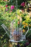 花园家居装饰法式乡村做旧个性创意垂吊铁艺水壶花篮花架园艺杂货