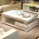 第六日 茶几简约现代 客厅家具烤漆钢化玻璃白色小茶桌