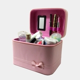 化妆品收纳箱专业韩国手提化妆包防皮蝴蝶结设计纯色化妆盒包邮