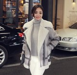 韩国官网正品代购冬季新款中长款皮毛一体鹿皮绒羊羔绒棉短外套女