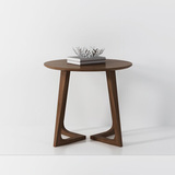 美式纯实木角几简约圆形小茶几创意欧式沙发边几北欧边桌个性家具