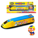 韩国进口pororo玩具车儿童可爱仿真模型车带公仔高速火车回力车
