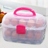 大学生 厨房冰箱用鸡蛋保鲜盒收纳盒创意便携塑料双层蛋托箱子