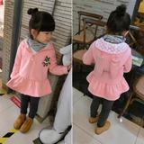 2016新款秋冬装韩版童装女童兔子耳朵拉链抓绒外套儿童大卫衣上衣