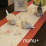 nunu 特价包邮红色小花 棉麻素雅中式中国风样板间桌旗 餐旗桌布
