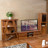 现代中式小实木电视柜厅柜组合客厅1.6米胡桃木地柜家用小户型