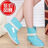 新款夏季韩国时尚女式短筒雨鞋甜美果冻防水鞋胶鞋马丁公主雨靴