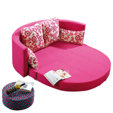 创意多功能布艺圆形沙发床1.8实木小户型坐卧两用双人折叠沙发床