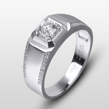 钻先生 南非裸钻碎钻石 男士18K金微镶排钻钻石戒指 结婚对戒