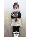 2015秋冬款童装新款韩版女童卫衣 女孩中长款毛毛外套 送围巾