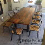 铁作坊 美式咖啡厅实木家具餐桌原木复古铁艺餐桌椅书桌会议桌椅