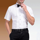 2016白色长袖短袖衬衫男士大合唱演出服装纯色修身领结礼服衬衣夏