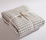 包邮 日式小清新四件套床单被罩 单人床笠三件套1.2米 简约小格纹