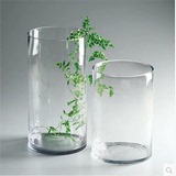 直筒玻璃透明花瓶 圆筒花瓶 水培大花瓶 圆柱形 鱼缸 圆口落地瓶