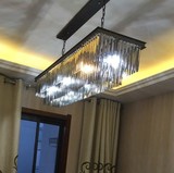 美式铁艺创意复古长方形吊灯北欧客厅餐厅别墅个性欧式k9水晶吊灯