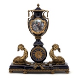 美式欧式古典陶瓷配铜镶铜装饰座钟 样版房奢华时钟大台钟摆件
