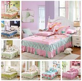 粉色卡通全棉床裙/床罩单件 纯棉斜纹印花单独床罩 1.2 1.5 1.8米