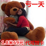 超大号毛绒玩具泰迪熊公仔抱抱熊1.6米布娃娃可爱女友礼物可爱