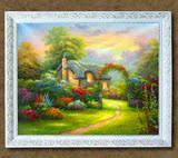 油画托马斯花园景欧式客厅风景油画手绘油画玄关风景横幅家园6