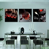 现代简约餐厅装饰画 卧室客厅挂画壁画墙画无框画水果酒杯图三联