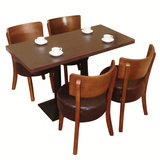 复古实木咖啡厅桌椅甜品奶茶店西餐厅酒店汉堡面包冷饮食桌椅组合