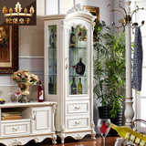 松堡皇子欧式单门酒柜象牙白法式雕花客厅柜玻璃酒柜描金展示柜
