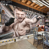 欧美明星拳击运动健身房壁纸 3d怀旧复古会所形象背景墙无缝壁画