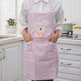韩版卡通厨房长袖围裙成人罩衣工作服可爱大人反穿衣女带袖套包邮
