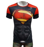 复仇者超级英雄蝙蝠侠T恤漫威弹力短袖紧身衣男运动篮球训练服