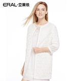 艾莱依韩版圆领九分袖2016春季外套风衣女 中长款ERAL30016-EXAB