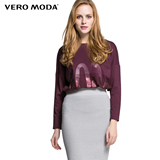 Vero Moda2016新品字母拼接面料落肩袖针织上衣316102017