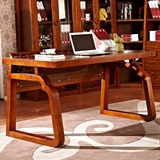 中式古典乌金木色书桌写字台家用办公桌子高档水曲柳实木电脑桌