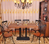 019欧式复古实木铁艺餐桌椅　咖啡桌　酒吧桌椅　家居桌椅