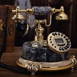 别墅正品欧式仿古电话机摆件孔雀玉石皇室家居复古电话机富贵和平