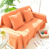 纯色布艺沙发巾全盖沙发罩杏黄色单双三人沙发垫盖布纯棉布沙发套