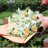 11朵红玫瑰花百合花束鲜花速递全国送花广州武汉西安深圳北京花店