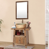 古古拉风现代中式仿古浴室柜组合 实木落地原木洗漱台洗脸盆柜
